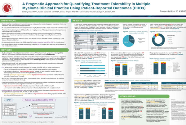 Poster: A Pragmatic Approach for Quantifying Treatment Tolerability in Multiple Myeloma Clinical Practice Using Patient-Reported Outcomes (PROs)